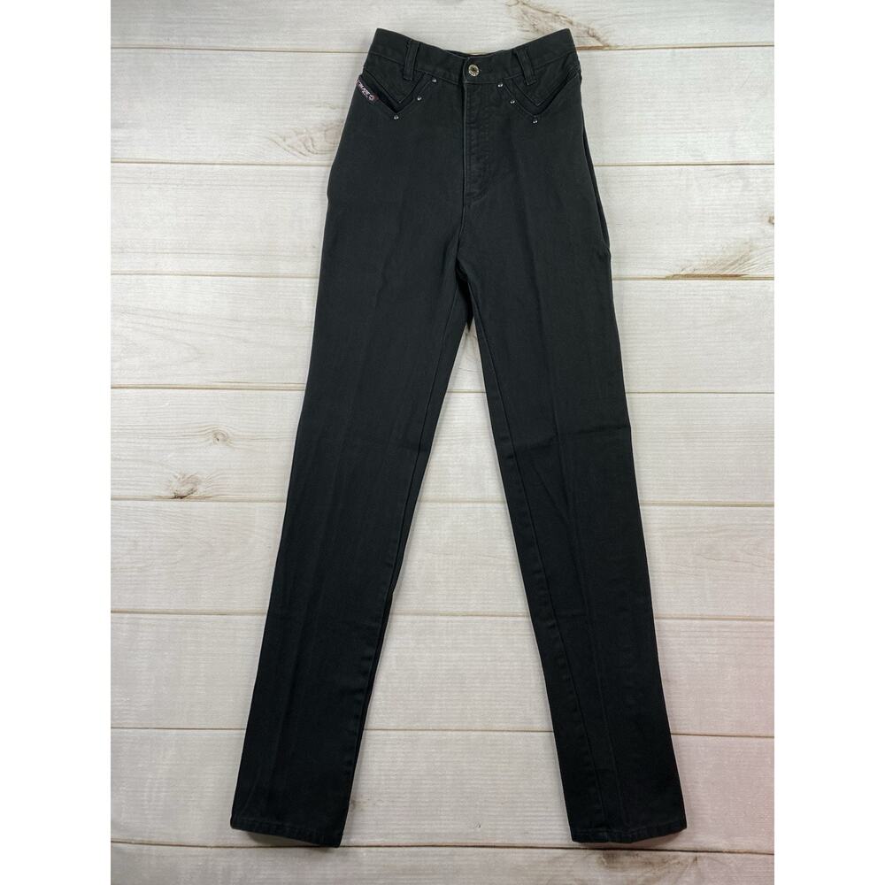 Vtg Blaze Jeans Womens 3/25 Black Studded Bareback Hi-Rise Rodeo Horse Riding